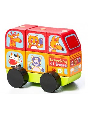 Деревянная игрушка Cubika Автобус Весёлые зверята LM-10 (13197)