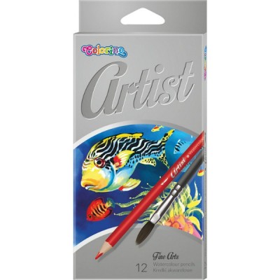Карандаши акварельные premium   кисточка для рисования, серия Artist, 12 цветов