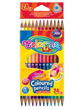 Карандаши цветные двухсторонние, трехгранные, "Duo Colors" 12 карандашей, 24 цвета